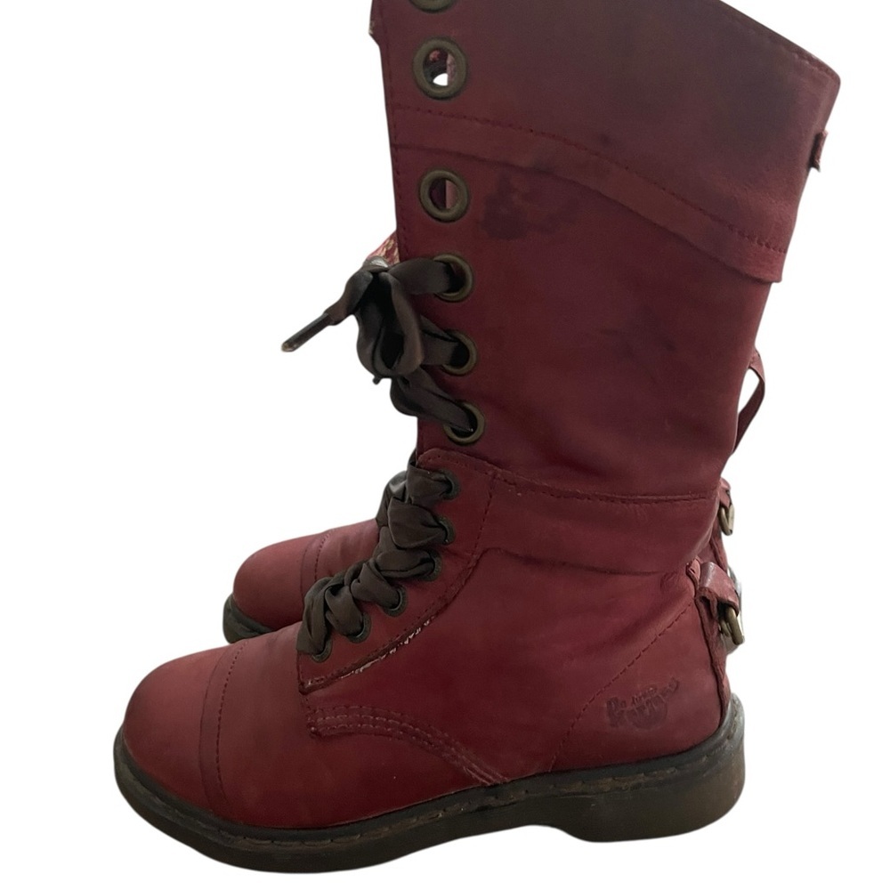 Dr. Martens Women's Triumph 1914 W Eye Cherry Red Floral Fold Over US 8.5 RARE - Picture 7 of 11